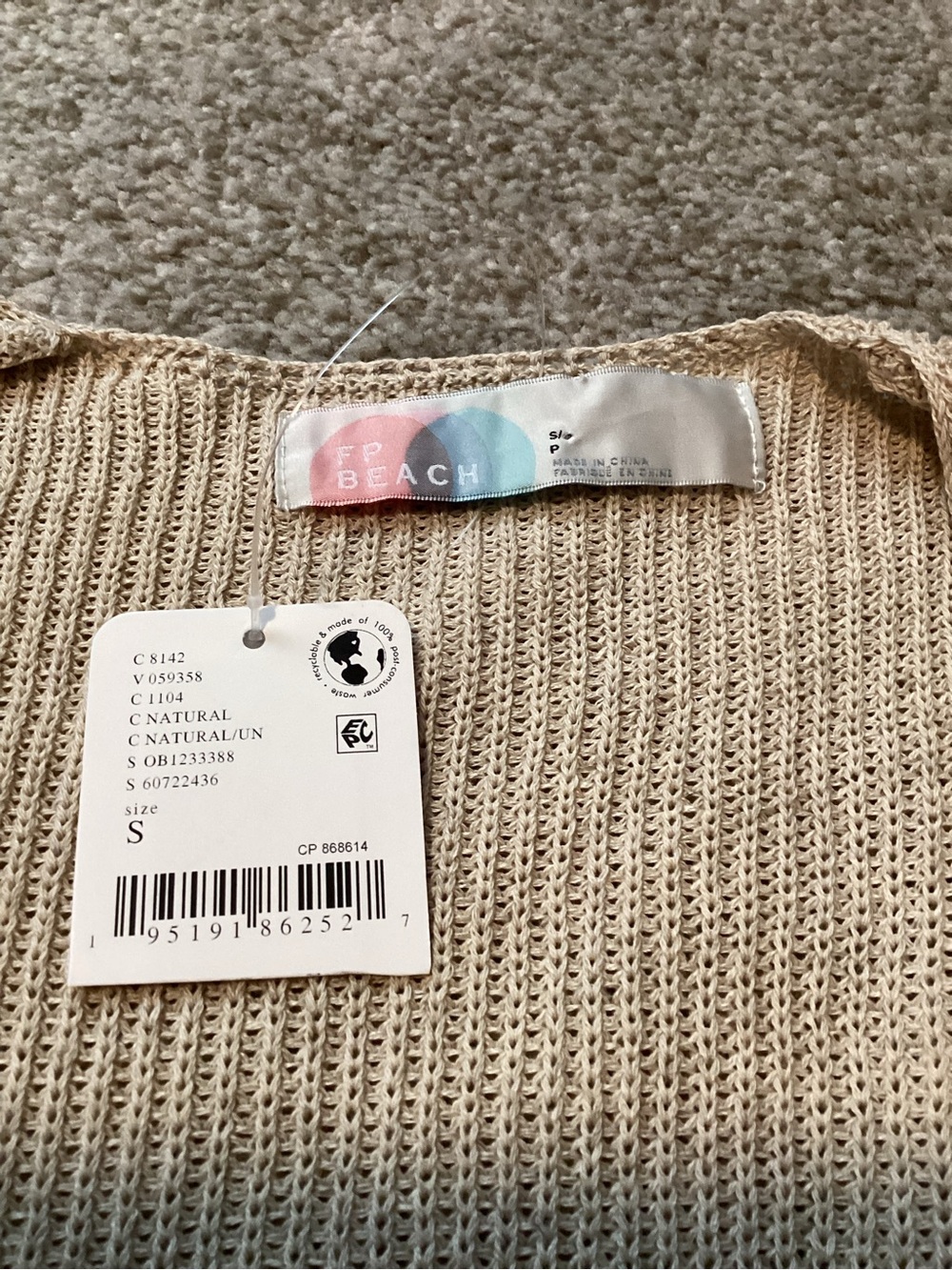 NWT Free People Living In This Sweater longline duster cardigan Small Beige - Picture 9 of 10